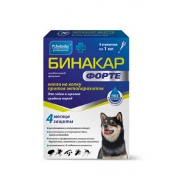 Бинакар Форте Капли на холку для собак и щенков средних пород упаковка, 4 пип.